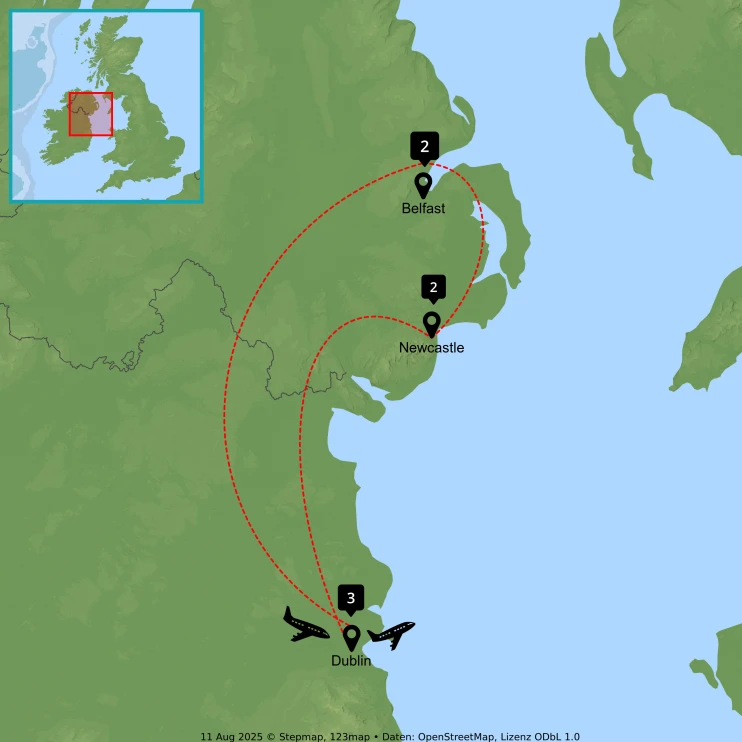 Northern Ireland Tour - Map