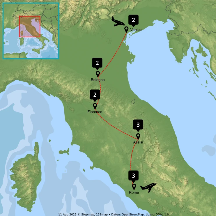 Tour of Italy - Map
